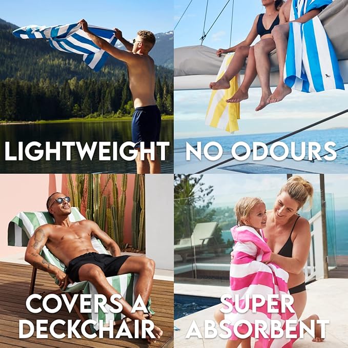 Dock & Bay Customized Beach Towel - Quick Dry, Sand Free - Compact, Lightweight - 100% Recycled - Includes Bag - Cabana - Kamari Charcoal - Large