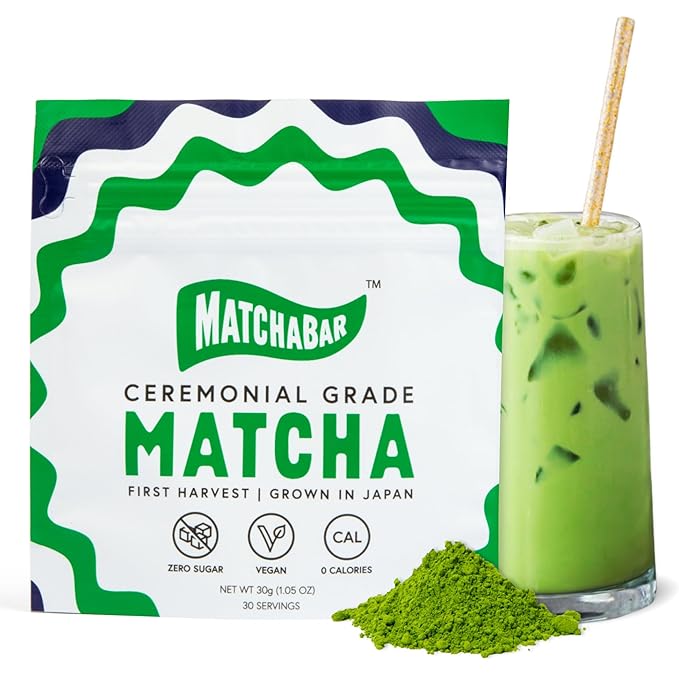 Matchabar Matcha Powder (30g) - Ceremonial Grade Authentic Japanese Matcha Green Tea - Matcha Green Tea Harvested in Japan - Matcha Tea Powder Latte - Zero Sugar, Vegan & 0 Calories