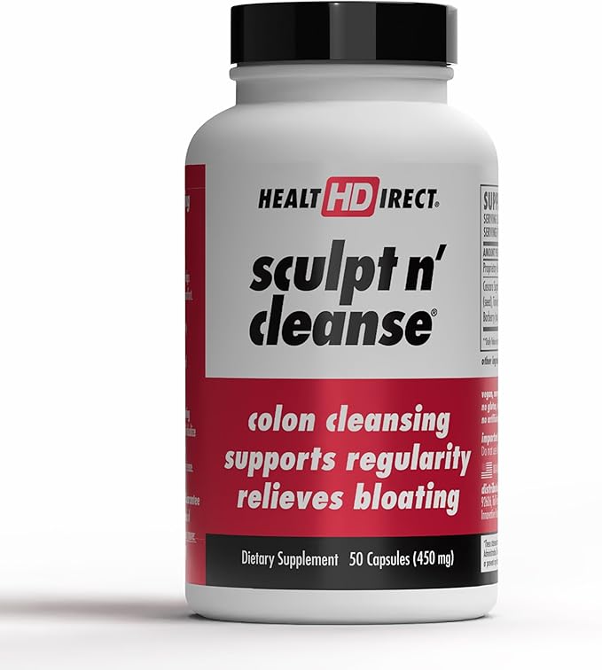 HEALTH DIRECT Sculpt n' Cleanse - Herbal Colon Cleanse for Digestive Health & Regularity - Natural Detox & Gut Flush Supplement - 50 Veggie Capsules
