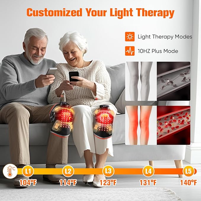 Upgraded Red Light Therapy Knee Brace - FSA HSA Eligible Knee Massager with 4 Vibration Areas, 660nm&850nm, Near Infrared Red Light Therapy Heated Device for Knee Elbow Shoulder Pain
