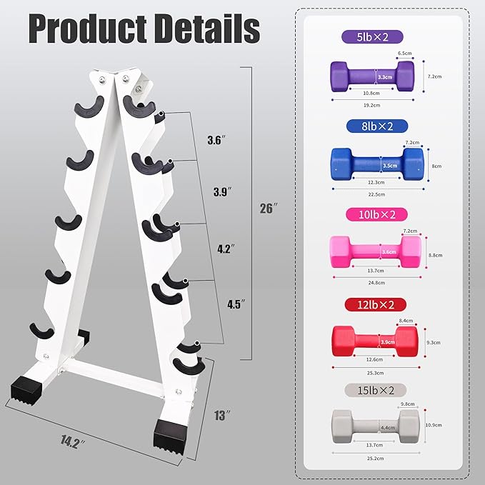Ritafer 6-10 Pair Hex Rubber Dumbbell Set 350/450 and 550 lbsï¼?-50 lbs ）Hand Free Weight for Strength Coated Encased Iron Weights with Dumbbells Storage Rack Home Gym