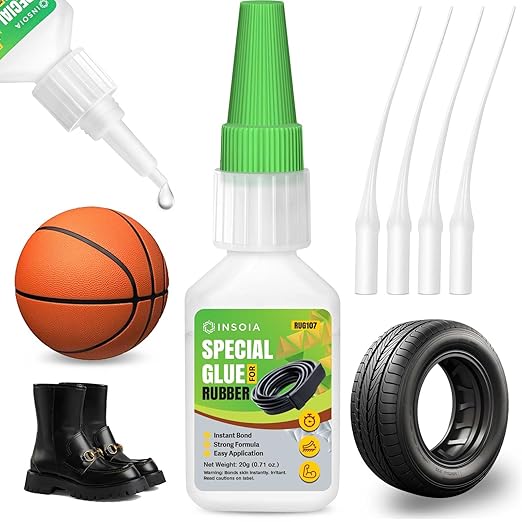 Super Rubber Glue, 20g Heavy Duty Rubber Adhesive for RC Tires, Shoe Soles, Belts, Hoses, Car Seals, Mats, Motorcycle Grips & DIY Repairs ??Quick-Dry, Waterproof, Heat-Resistant CA Glue