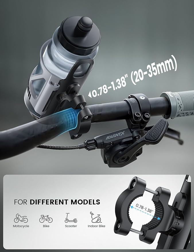 Lamicall Bike Water Bottle Holder - [Tracker Storage] [for Handlebar & Frame] Bike Cup Holder, Bicycle Drink Cage, Cycling Bike Water Bottle Cage with Screws Tool, for 2.28-3.39" Diameter Bottles