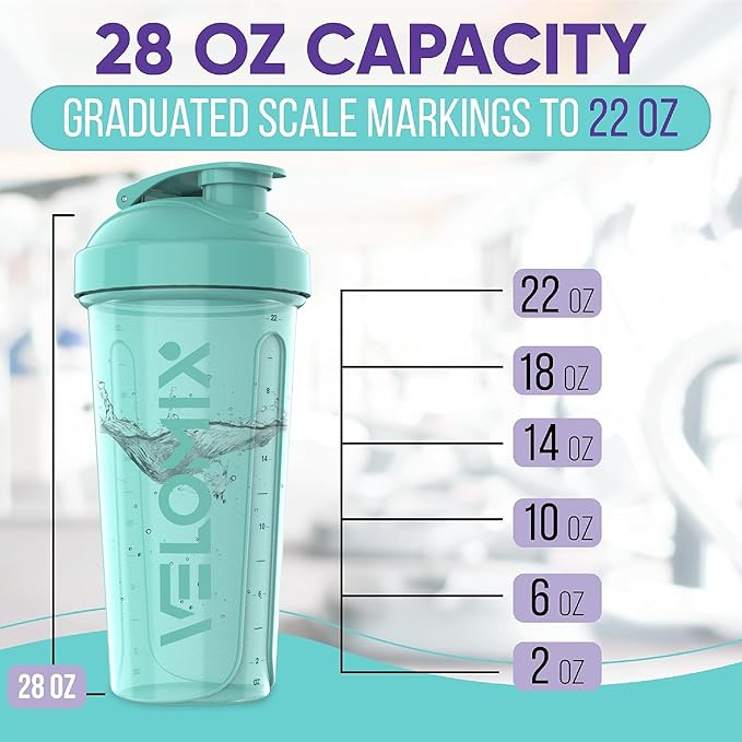 '-2 Pack- 28 oz Protein Shaker Bottles for Protein Mixes - 2x Wire Whisk | Leak Proof Shaker Cups for Protein Shakes | Protein Shaker Bottle Pack (Pink/Turquise)