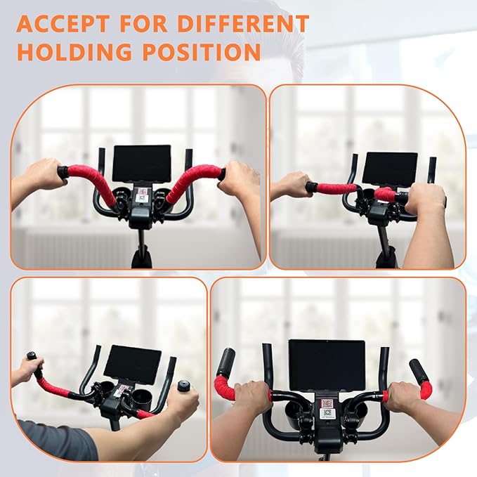Handlebar Extender for Peloton Indoor Exercise Bikes, 1 Pair of Ultimate Handlebar Extension of Peloton Accessories (Sheep-horn (with Red Tapes & Grips))