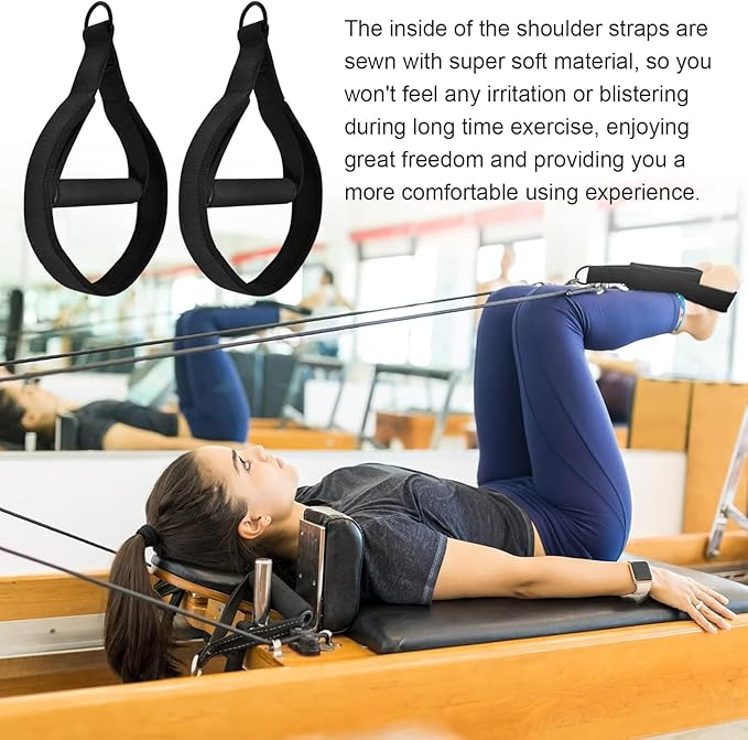 Pilates Double Loop Straps for Reformer, D Ring Straps Handle, Yoga Exercise Straps, 2 PCS