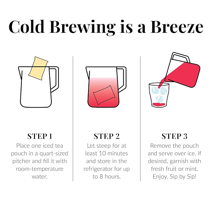 The Republic of Tea – Cold Brew Hibiscus Aronia Blackberry Iced Tea, Large Herbal Iced Tea Pouches, Steeps Six One-Quart Pitchers