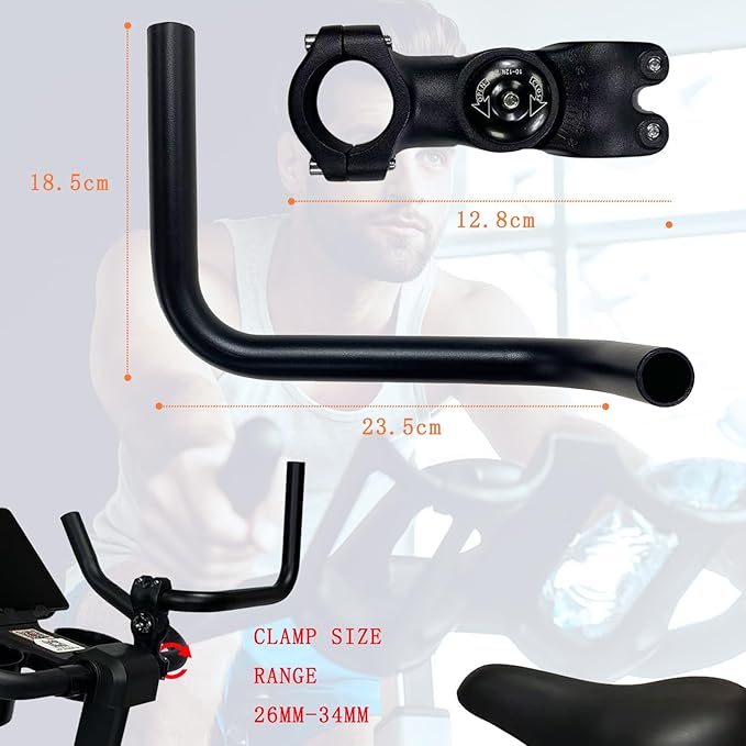 Handlebar Extender for Peloton Indoor Exercise Bikes, 1 Pair of Ultimate Handlebar Extension of Peloton Accessories (Sheep-horn (with Red Tapes & Grips))