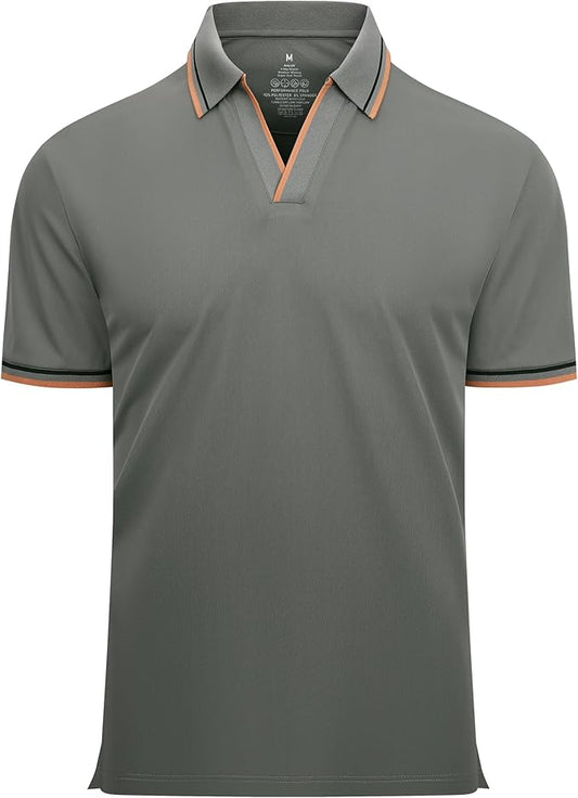 Esabel.C Jacquard Golf Shirts for Men Moisture Wicking Short Sleeve Performance Dry Fit Active Mens Polo Shirts