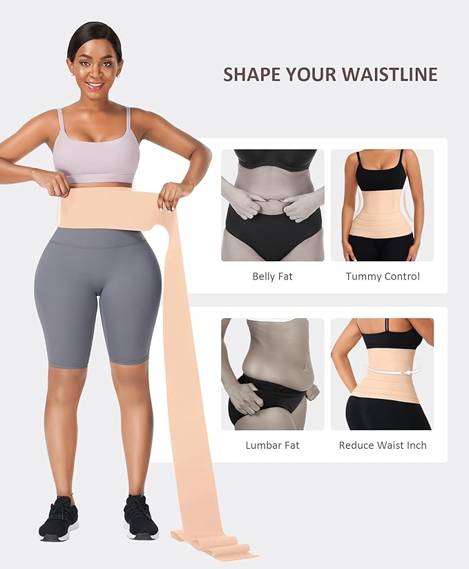 FeelinGirl Waist Trainer for Women Trimmer Belt Waist Cincher Tummy Wrap Plus Size Snatch Me Up Bandage Body Shaper