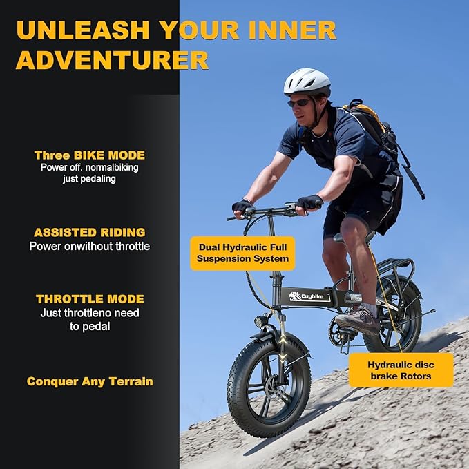 1000W Folding Electric Bike, 48V 20AH Large Removable Battery E Bike,30+MPH, 80 Miles Max Range, 20" Fat TireElectric Bike for Adults, Adult Electric Bicycles for CommuteBeach Snow