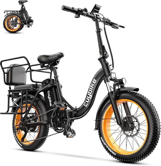 Folding Electric Bike for Adults with Peak 1000W Motor, 48V 20AH Battery up to 30MPH 80 Miles, 20" Fat Tire All Terrain Ebike, Front Suspension 7-Speed Commuter E Bike, Step-Thru, UL Certified