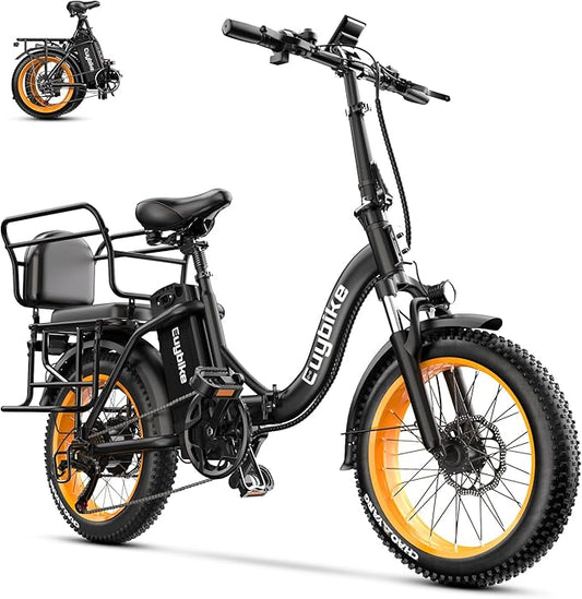 Folding Electric Bike for Adults with Peak 1000W Motor, 48V 20AH Battery up to 30MPH 80 Miles, 20" Fat Tire All Terrain Ebike, Front Suspension 7-Speed Commuter E Bike, Step-Thru, UL Certified