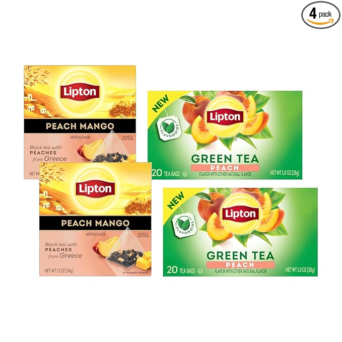 Lipton Peach Green Tea & Peach Mango Black Tea 20 CT (2ea) (Variety Pack)