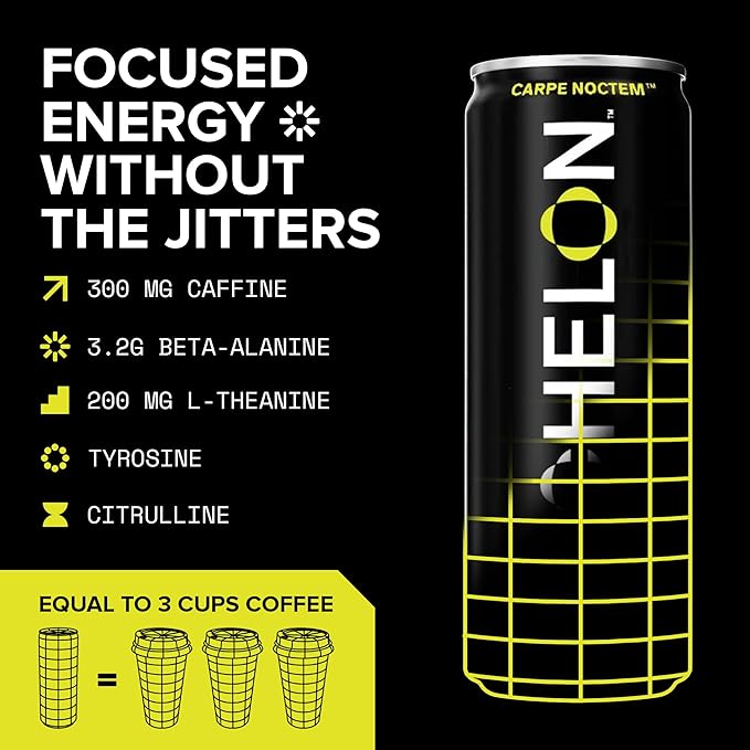 Echelon Pre-Workout Energy Drink | Yuzu Cayenne | 12 Pack | Sustained Energy, Focus and Endurance Dietary Supplement | 300mg of Caffeine | Beta-Alanine, L-Theanine & Fiber | Vegan