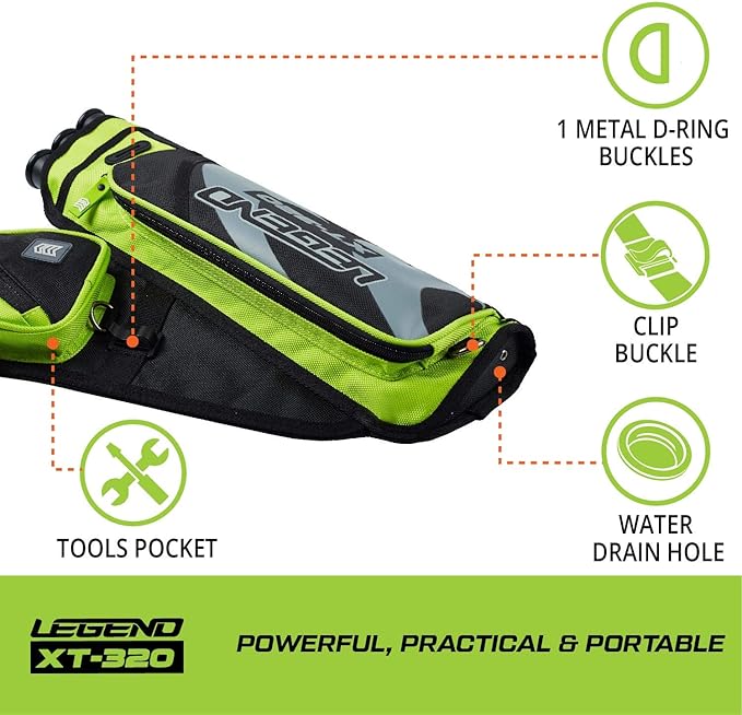 LEGEND XT320 Archery Quivers - Nylon Hip Quivers with 3 Arrow Tube Cases for Target Shooting - Adjustable Waist Belt, T-Slot, Storage Compartments for Accessories, Gear, Tools, Release Tab, Score Card