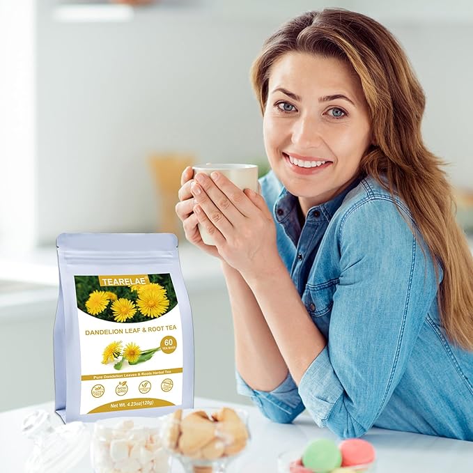 TEARELAE - Dandelion Leaf & Root Tea - 60 Counts Premium Dandelion Leaf and Root Tea Bags - Support Kidney, Aid in Digestion - Non-GMO - Caffeine-Free