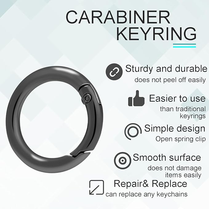 12 Pack Assorted Metal Round Carabiner Clip, 3/4 Inch Trigger Spring O Rings, Spring Snap Clip Hooks for Replacement Purse Strap Ring, Paracord Lanyard Clips, Keychain Rings Hardware DIY Crafts Making