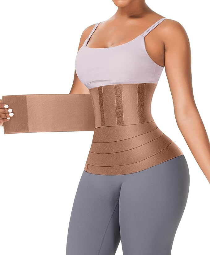 FeelinGirl Waist Trainer for Women Trimmer Belt Waist Cincher Tummy Wrap Plus Size Snatch Me Up Bandage Body Shaper