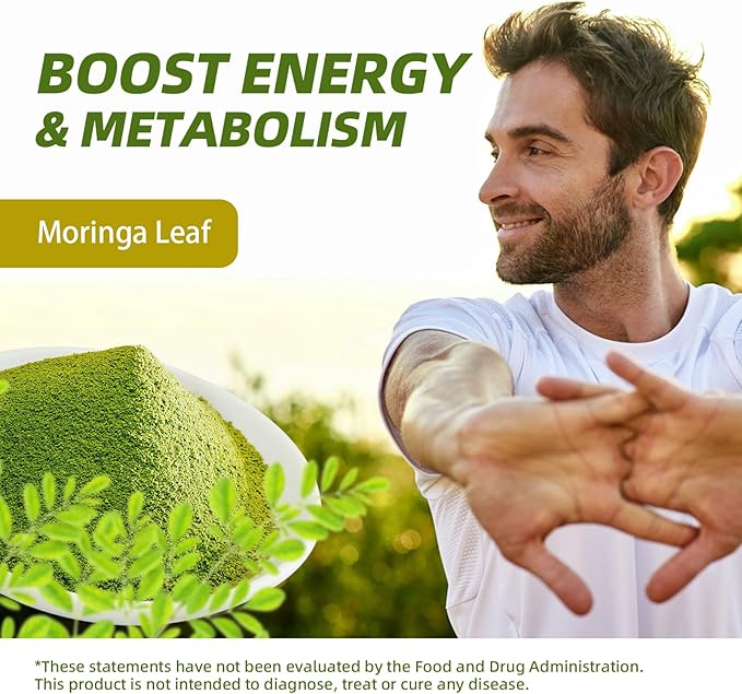 Matcha Moringa Powder – Superfood Blend with Green Tea & Resveratrol, Energy & Focus Support, Immune & Antioxidant Defense, Vegan, Gluten-Free, 8oz