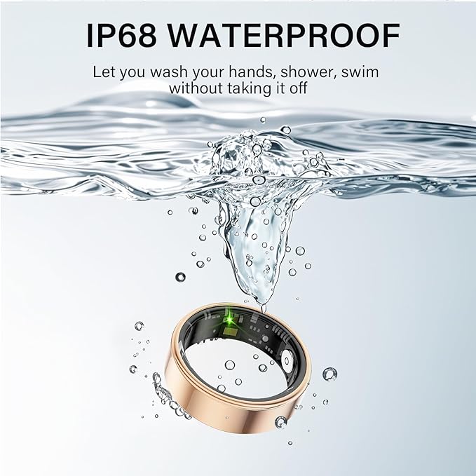 Smart Ring for Women & Men, Smart Ring Health Tracker, Blood Oxygen & Heart Rate Monitor Sleep Ring, Waterproof Fitness Ring, Long Lasting Battery Smart Rings (Silver, 10)