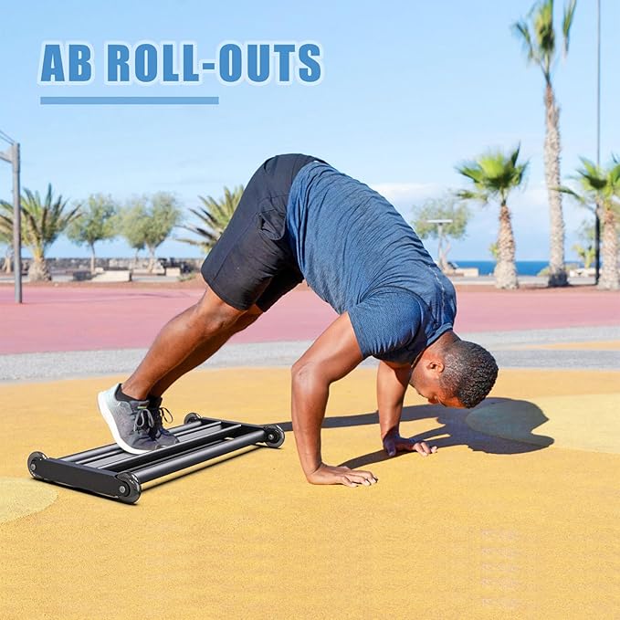 Glute Ham Glider, Multi-Functional Hamstring Roller with Smooth Wheels, V-Bar for Hamstring Curls, Ab Glider Workout & Core Strength Training