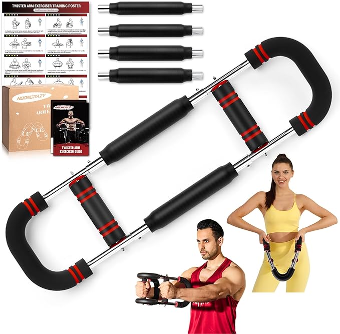 Twister Arm Trainer, Adjustable Twister Arm Chest Exerciser with 4 Spring & Training Poster for Men & Women, Detachable Power Twister Home Fitness Equipment for Enhancing Upper Body Muscle