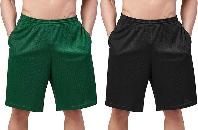 DEVOPS Men's 2-Pack Loose-Fit 10" Workout Gym Shorts with Pockets