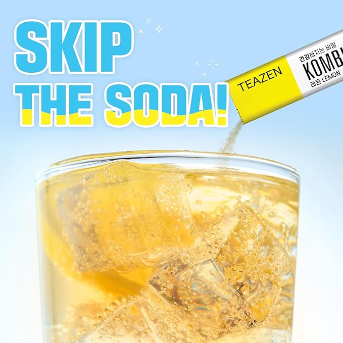 TEAZEN Lemon Kombucha Tea, Hydration Drink Mix, Sugar Free, Live Probiotics & Prebiotics, 10 Sticks, 1.76oz