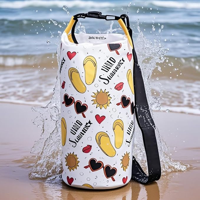 Dry Bag Waterproof,5L Roll Top Backpack Floating Dry Bag for Kayaking Boating Swimming Hiking Camping Outdoor Activities,White Summer