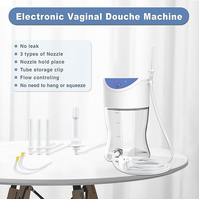 Electric Enema Bottle Set, TopQuaFocus Colon Cleanse Enema Kit for Women and Men, Feminine Care Douches with 3.96ft Silicone Hose, Automatic Organic Home Coffee Colonic Cleansing Enemas-BPA Free