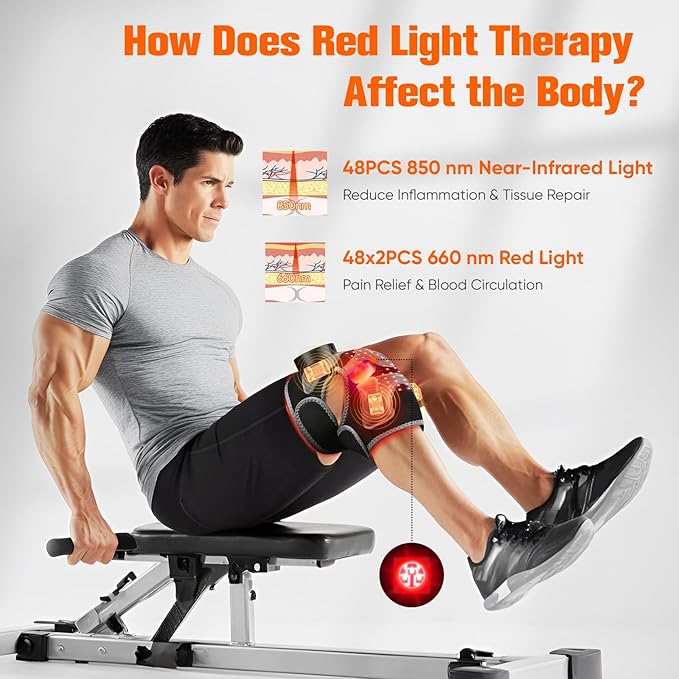 Upgraded Red Light Therapy Knee Brace - FSA HSA Eligible Knee Massager with 4 Vibration Areas, 660nm&850nm, Near Infrared Red Light Therapy Heated Device for Knee Elbow Shoulder Pain