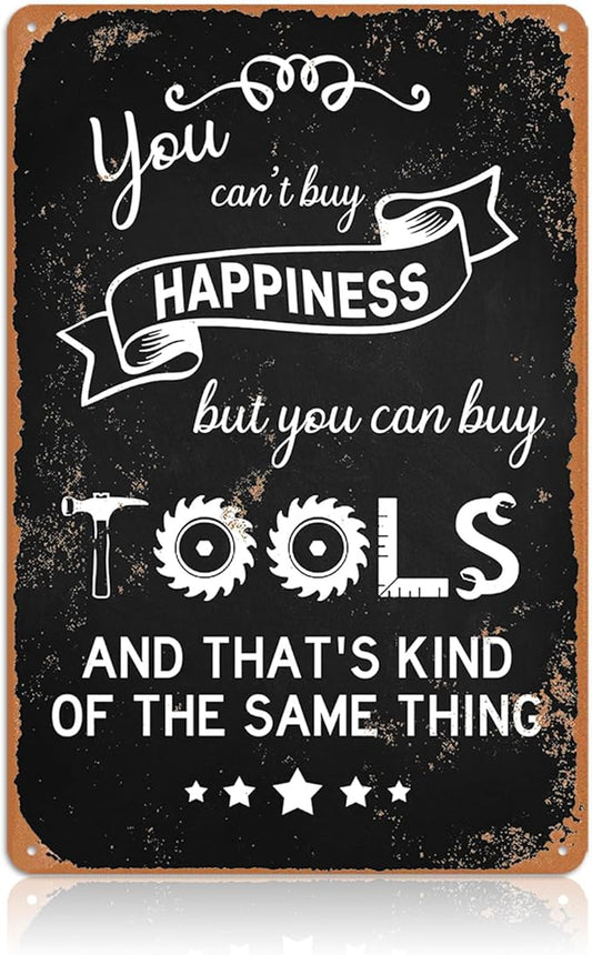 Garage Signs for Men Mechanic Shop Decor Funny Tool Rule Metal Tin Signs for Dad Garage Gifts Grandpa Workshop Wall Decor 8x12 Inch