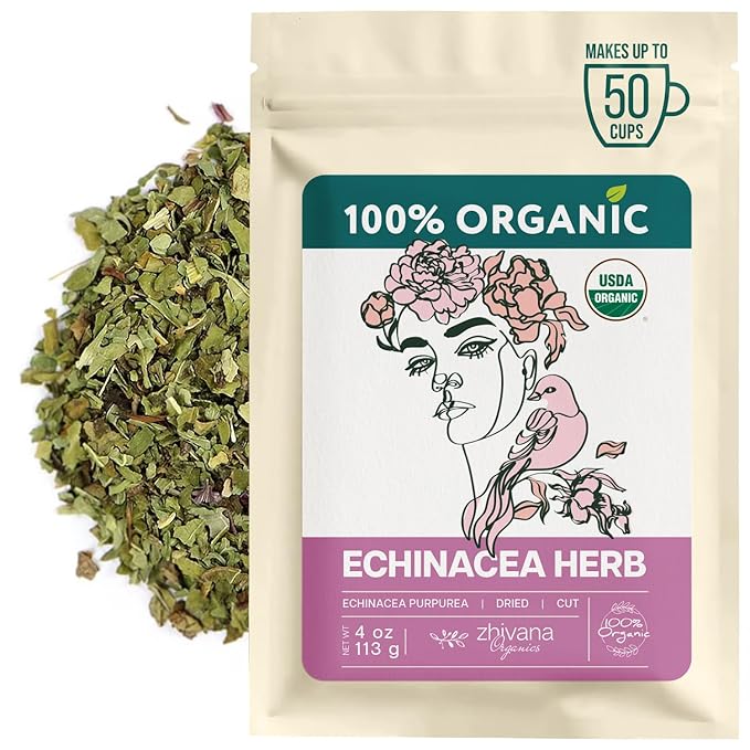 Organic Echinacea Tea Loose Leaf (4 oz.) – Echinacea Herb - Immunity Tea - Respiratory, Digestion - Equinacea Organica