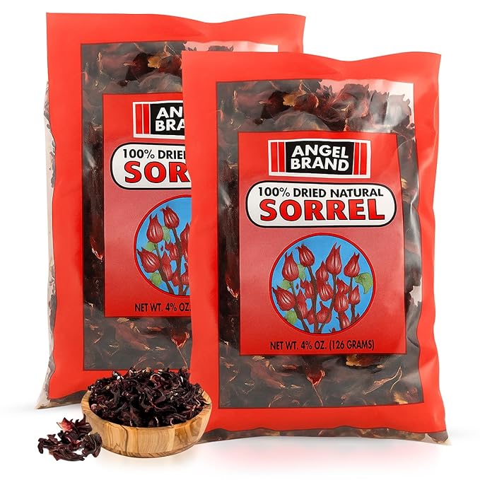 Angel Brand Dried Sorrel Hibiscus Flowers 4.5 oz Pouch Pack of 2 - Discover Rich Flavor & Aroma of Healthful Delights with Hibiscus Tea Loose Leaf - Enjoy Nutritious Beverages to Elevate Health
