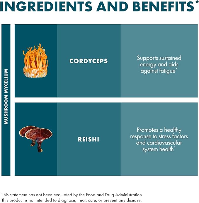 Host Defense CordyChi Capsules - Energy & Immune Support Supplement - Cordyceps & Reishi Mushroom Supplement for Relaxation & Respiratory Support - Aids Against Tiredness - 120 Capsules (60 Servings)*