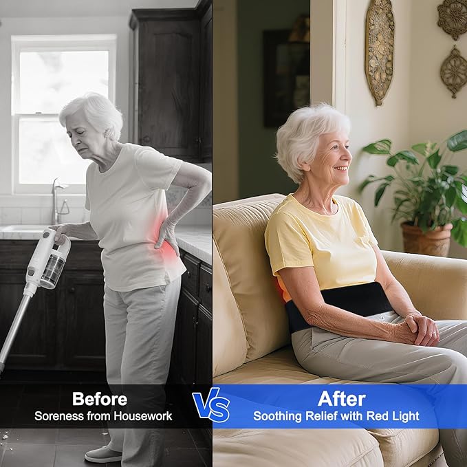 Wireless Lower Back Therapy Pad – Soothing 660nm Red & 850nm Near-Infrared Light with Built-in Gentle Heating Wires for Arthritis & Muscle Pain Relief | Auto Shut-Off