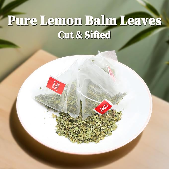FullChea - Lemon Balm Tea Bag, 40 Teabags, 1.5g/bag - Premium Lemon Balm Herb - Melissa Officinalis - Non-GMO - Caffeine-free - Promotes Relaxation & Support Digestion, 40.0 Count