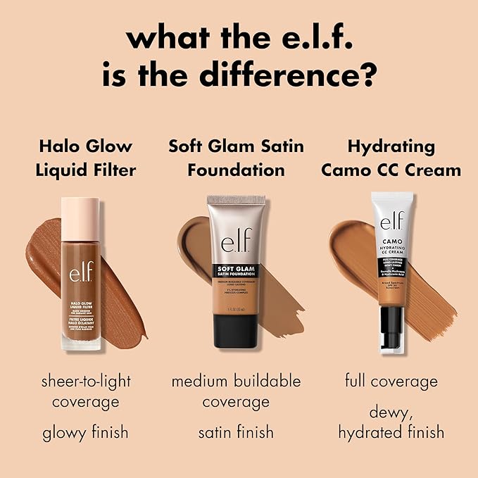 e.l.f. Soft Glam Foundation, Medium Coverage, Long-Lasting & Buildable Foundation For A Smooth, Satin Finish, Vegan & Cruelty-Free, 65 Rich Neutral