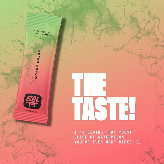 Keto Chow SALTT Electrolytes Powder Packets, Mondo Melon (30 Hydration Packets) - Magnesium, Potassium, Sodium, Trace Minerals - Vegan, Sugar Free, Gluten Free - Travel Essentials - Made in USA