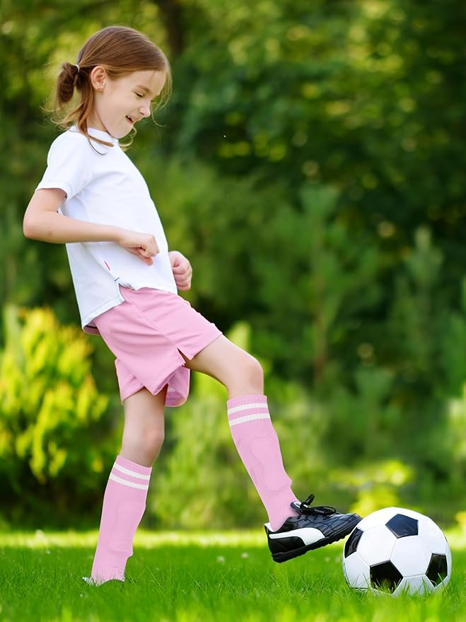 Kids Soccer Shin Guards and Socks Toddler Soccer Shin Pads Protective Defender Gear for 3-15 Years Old Youth Boys Girls