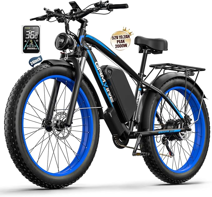 Ebike for Adults Electric, 52V 19.2Ah/32Ah, Peak 2000W/2500W E-Bike, 36/40MPH, 70 Miles/100Miles Long Range, Hydraulic Disc Brake, Off Road Snow Mountain E-Bike, 24"/26" Fat Tire Fast Electric Bicycle