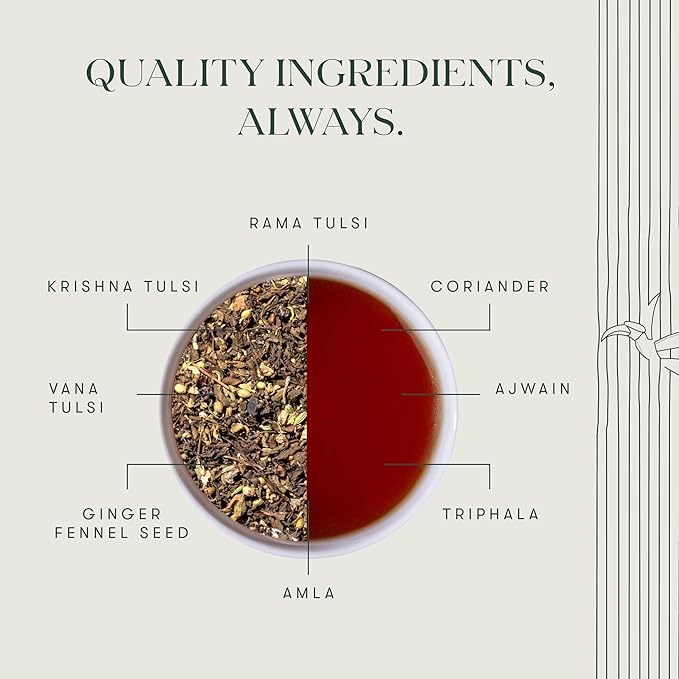 Luxmi Estates - Holy Basil - Organic Tulsi Tea - Loose Leaf - 50g (25 Cups) | With Tulsi and Ginger | Provides Immune Support, Stress Relief and Uplifts Mood