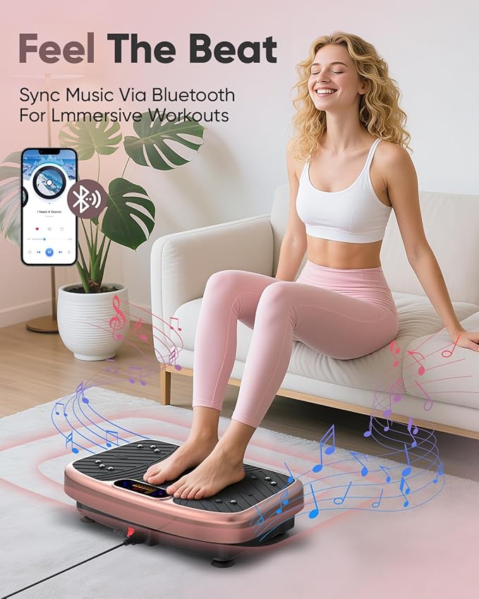 Vibration Plate Exercise Machine, Vibration Plate Platform for Lymphatic Drainage, 200 Adjustable Speeds Power Shaping Vibrating Plate Helps Weight Loss, Shaping, Max Weight 450 Lbs