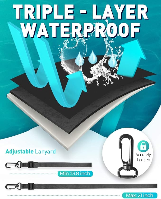 Hiearcool Waterproof Pouch for iPhone, Waterproof Phone Bag Travel Essentials Cruise Accessories Must Haves-4Pack Black