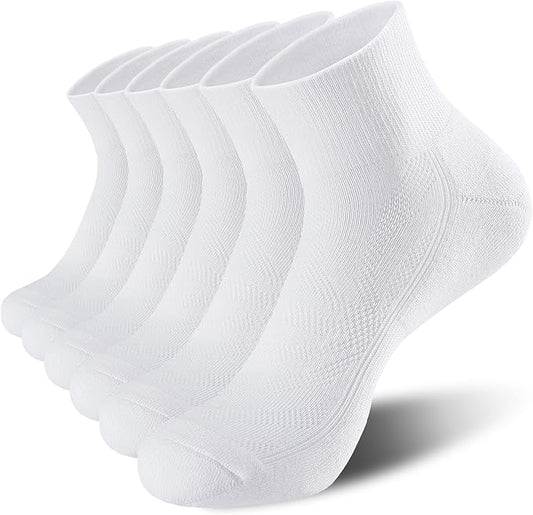 Lapulas 6 Pack Men's Ankle Socks with Cushion, Cotton Quarter Socks for Sport Training Running