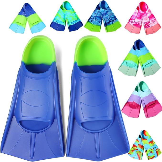 Kids Swim Fins,Short Comfortable Flippers for Lap Swimming and Training for Child,Girls,Boys,Beginners