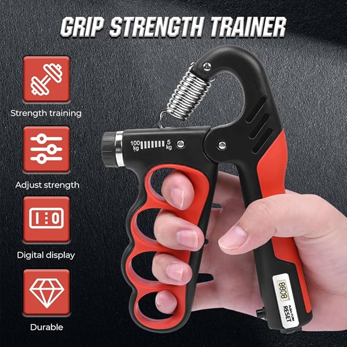 Hand Gripper Strengthener, Hand Squeezer Adjustable Resistance, Grip Strengthener Forearm Strengthener, Hand Exerciser for Muscle Building and Injury Recover, Forearm Strengthener
