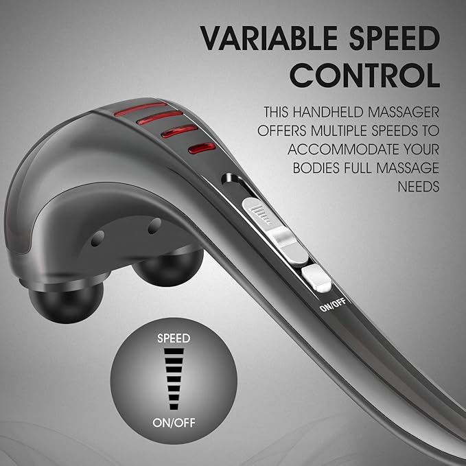 Handheld Neck Back Massager for Pain Relief Deep Tissue, Electric Double Head Percussion Massage MG460 for Shoulder, Leg, Foot, Muscles, Full Body