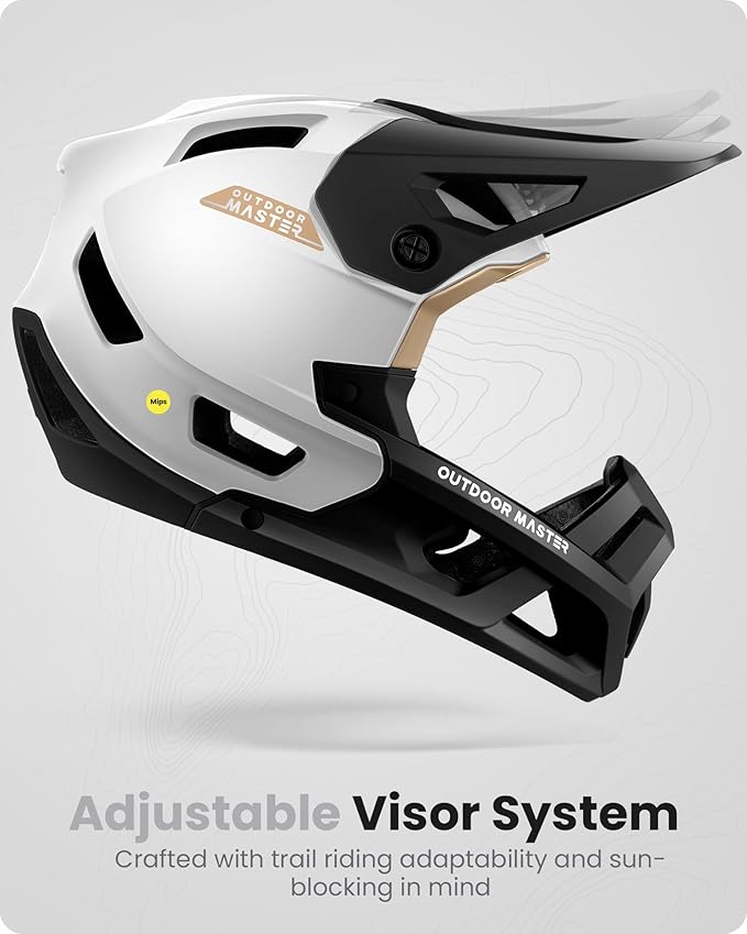 OutdoorMaster MIPS Full Face Mountain Bike Helmet for Men & Women - Two Removable Chin Pad, Ventilation Lightweight - Racing Downhill DH BMX MTB Helmet